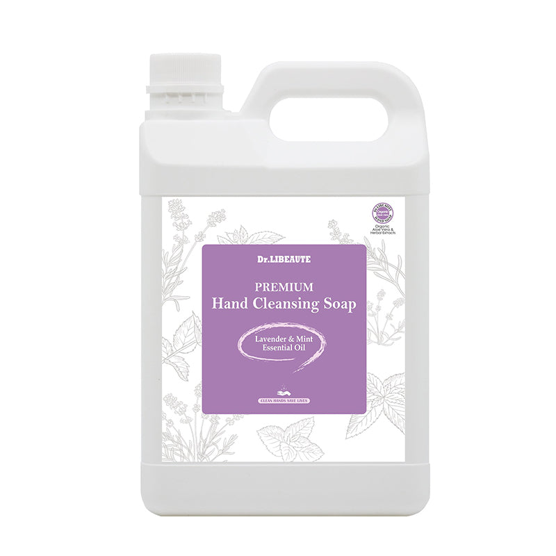 Dr. Libeaute Premium Hand Cleansing Liquid Soap, Lavender & Mint Natural Essential Oils, 64 Fl oz Refill