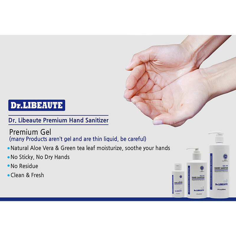 Dr. Libeaute Premium Hand Sanitizer  Gel type Squeeze bottle, 3.4oz (100ml) 70% Medical Grade Alcohol, Safe & Effective