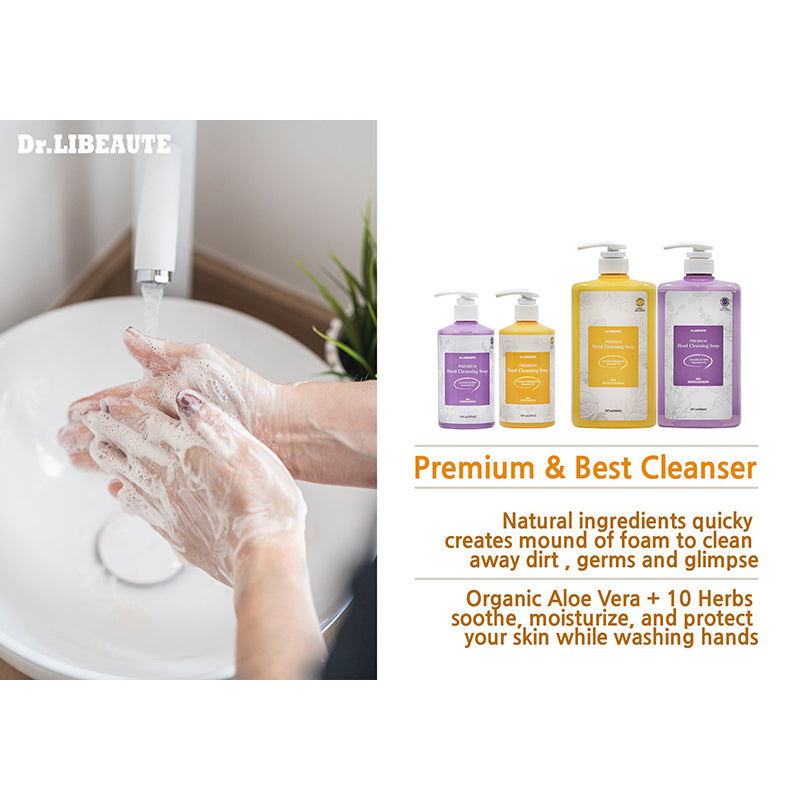 Dr. Libeaute Premium Hand Cleansing Liquid Soap, Eucalyptus & Lemon Natural Essential Oils, 32 Fl oz, 2 Packs
