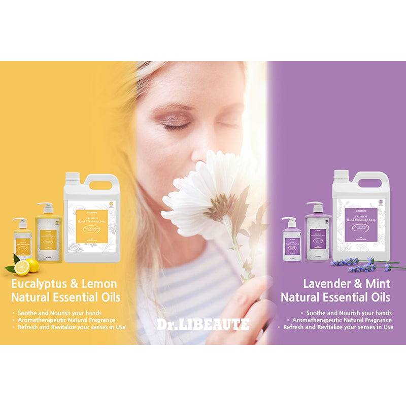 Dr. Libeaute Premium Hand Cleansing Liquid Soap, Lavender & Mint Natural Essential Oils, 32 Fl oz, 2 Packs