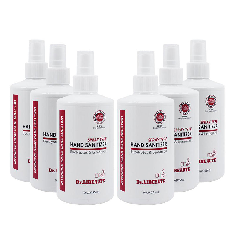 Dr. Libeaute Premium Hand Sanitizer 6 Packs Spray type, 10oz (295ml) 75% Medical Grade Alcohol, Instantly Sanitizing,  Safe & Effective