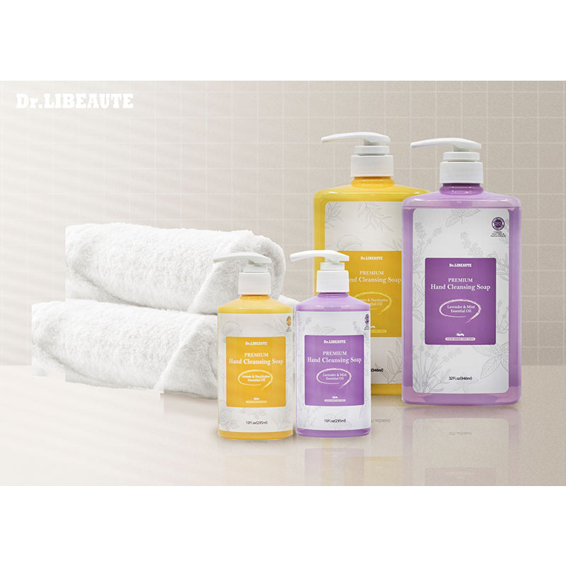 Dr. Libeaute Premium Hand Cleansing Liquid Soap, Lavender & Mint Natural Essential Oils, 10 Fl oz, 4 Packs